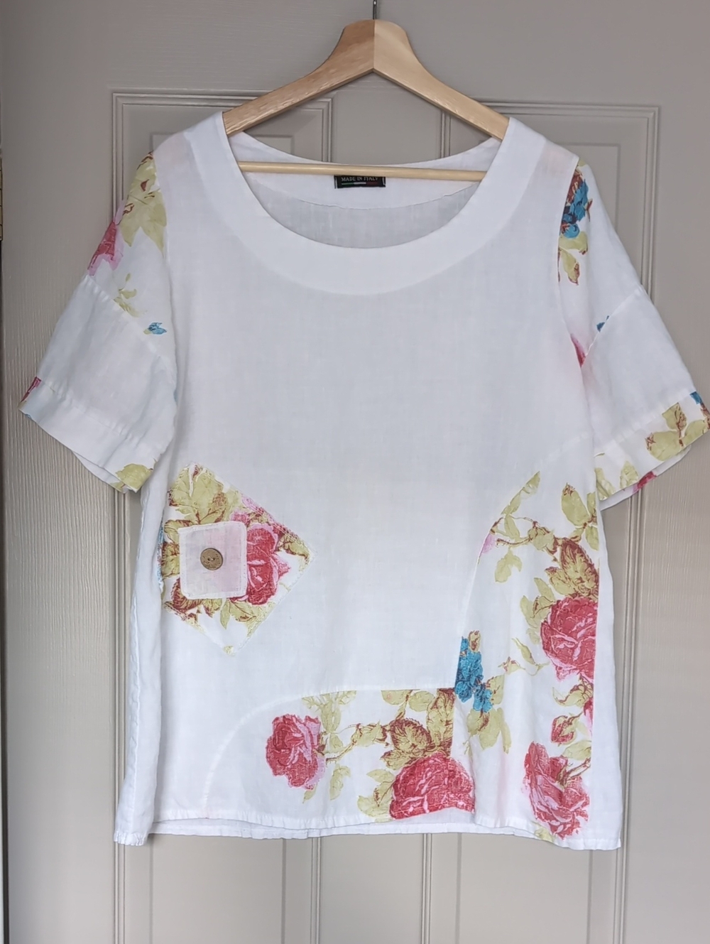 Italian Floral Patchwork Linen Top